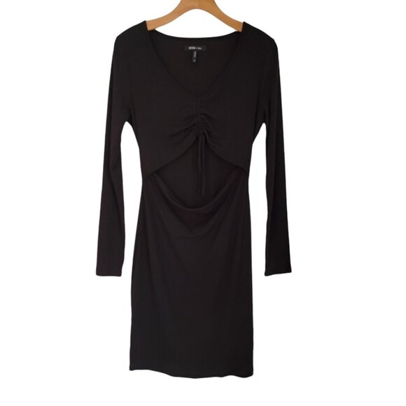 BCBG Paris Dress Black Open‎ Navel Stretch Knit Womens Size Medium EUC - Picture 1 of 9